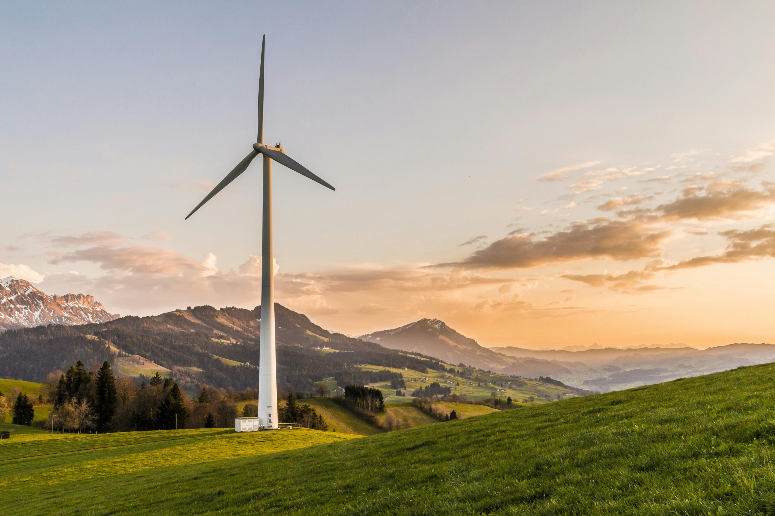 Large white wind turbine